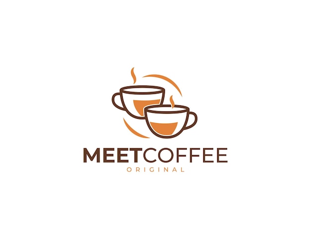 Logo für heißen kaffee mit tassenillustration