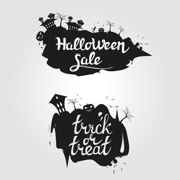 Logo halloween-verkauf und süßes oder saures