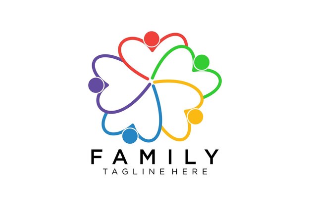 Vektor logo happy family-symbol mehrfarbig in einfachen figuren. vektor kann als logotyp verwendet werden.