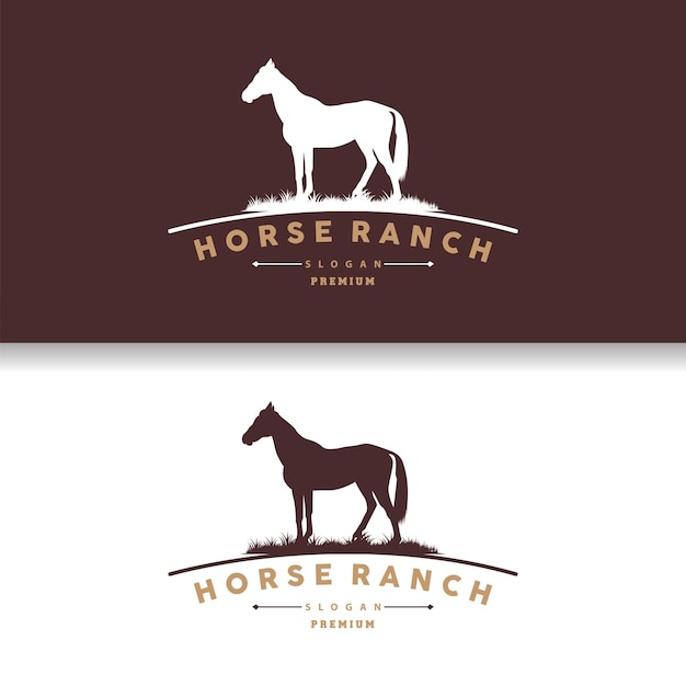 Logo horse west country farm ranch cowboy logo design einfache illustrationsvorlage