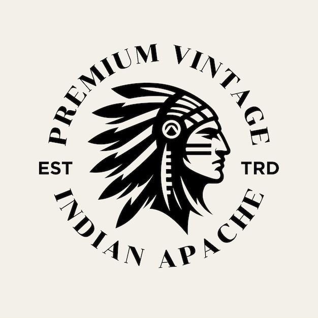 Logo-icon-design des indischen apache-stammes