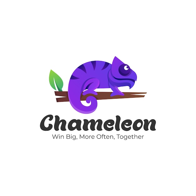 Logo illustration chamäleon farbverlauf bunter stil.