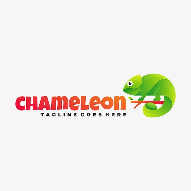 Logo Illustration Chamäleon Farbverlauf Bunter Stil.