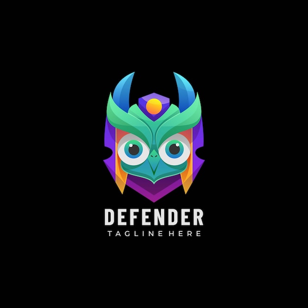 Logo illustration defender farbverlauf bunter stil.