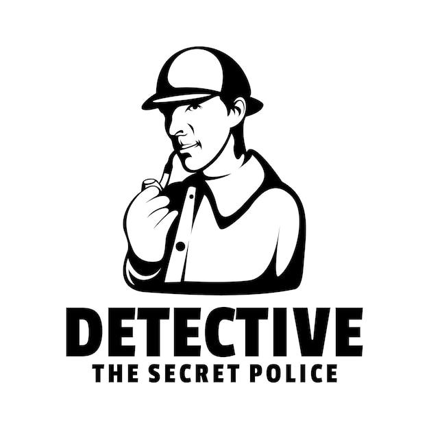 Logo illustration detective silhouette style.