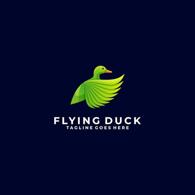 Logo illustration duck flying gradient bunter stil.