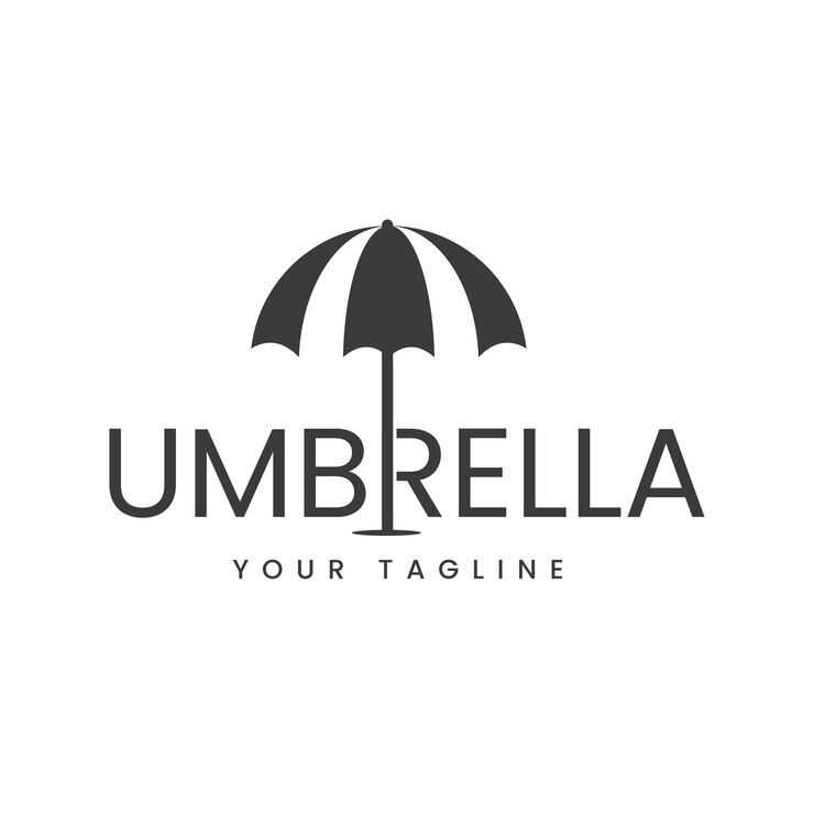 Logo-Illustration einfaches Regenschirm-Wortzeichen R-Design-Vorlage Symbol-Symbol