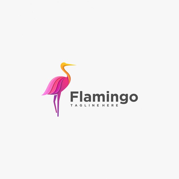 Logo illustration flamingo farbverlauf bunter stil.