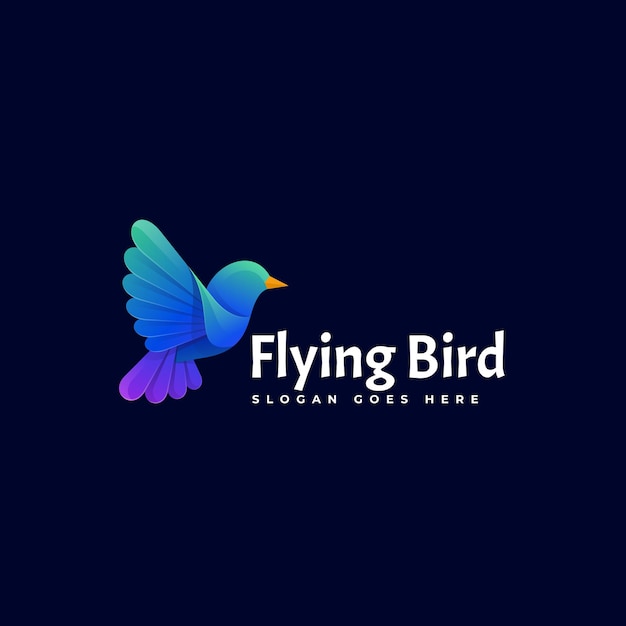 Logo Illustration Fliegender Vogel Farbverlauf Bunter Stil