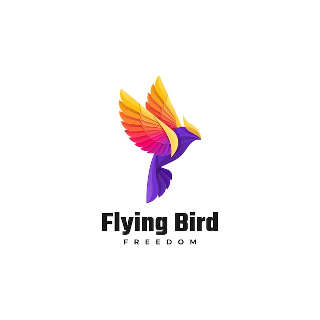 Logo illustration flying bird gradient bunter stil.