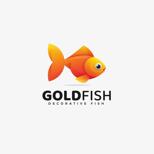 Logo Illustration Goldfisch Farbverlauf Bunter Stil.