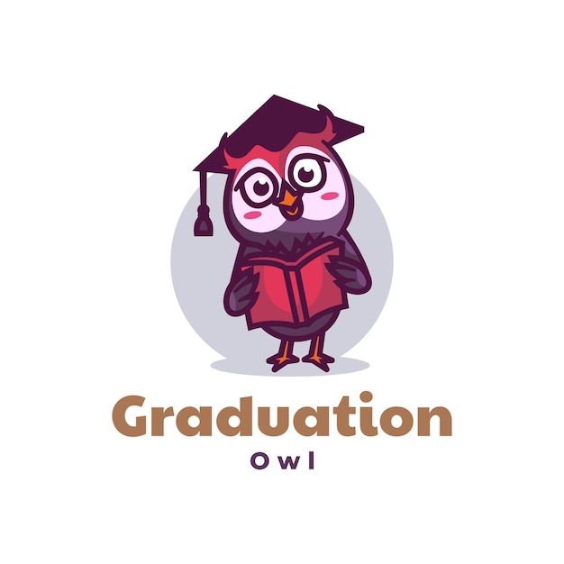 Logo illustration graduation maskottchen cartoon style.