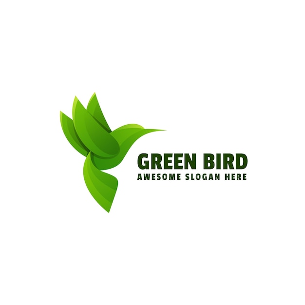Logo illustration green bird gradient bunter stil.