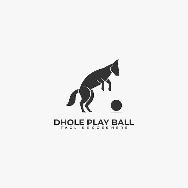 Logo illustration hund, der ball silhouette style spielt.