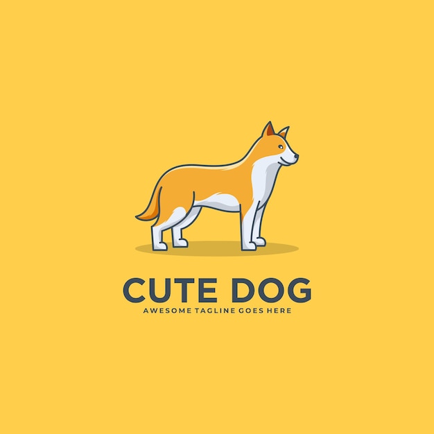 Logo illustration kanadischer eskimohund pose cute cartoon