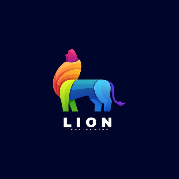 Vektor logo illustration lion gradient bunter stil.