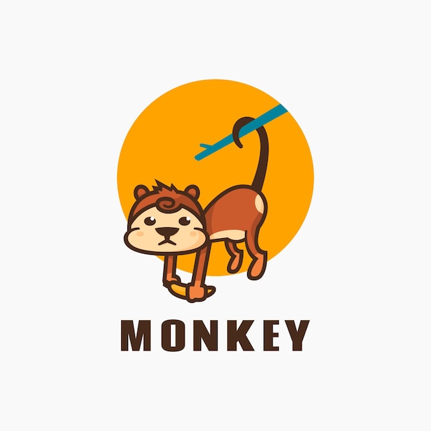 Logo illustration monkey simple mascot style.