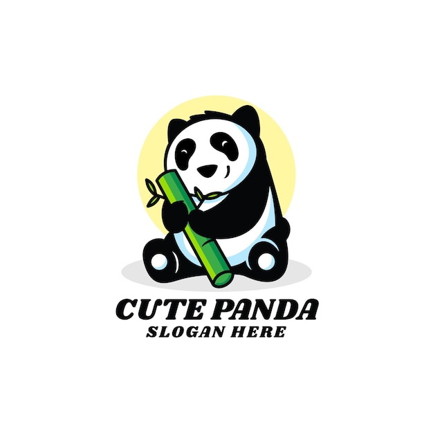 Logo-illustration niedlicher panda-maskottchen-karikatur-stil