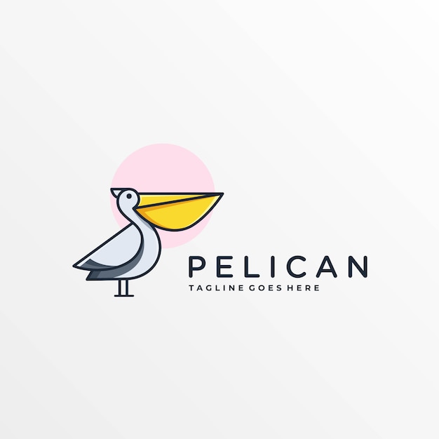 Logo illustration pelican einfache maskottchen cartoon style