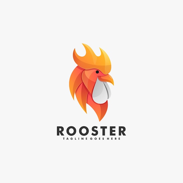 Logo Illustration Rooster Gradient Bunter Stil.