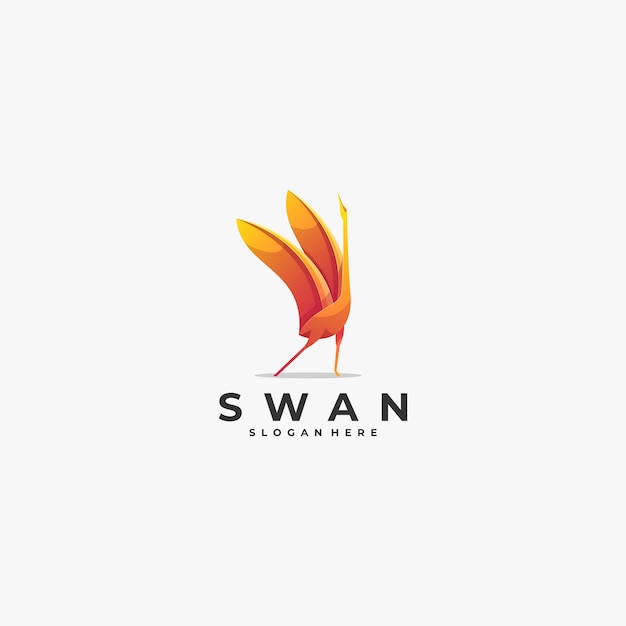 Logo illustration swan gradient bunter stil.