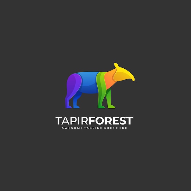 Logo illustration tapir wald farbverlauf bunt