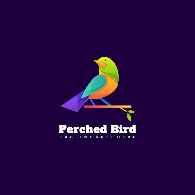 Logo illustration thront vogel gradient bunten stil.