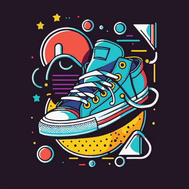 Vektor logo-illustration von vintage-turnschuhen im retro-stil