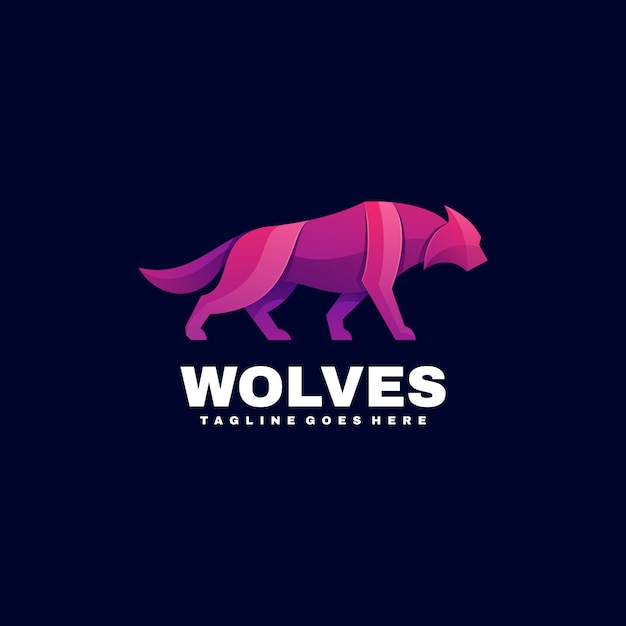 Logo illustration wolves farbverlauf bunter stil.