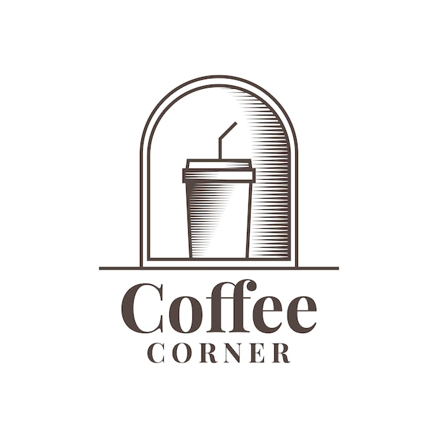 Logo-Illustrationsschablonendesign der Kaffeeecke