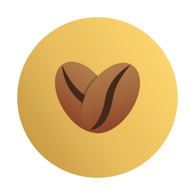 Logo in form von kaffeebohnen, die in form eines herzens gefaltet sind. warme goldtöne