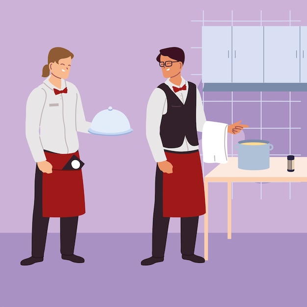 Logo Kellner Mann mit einheitlichem Illustrationsdesign