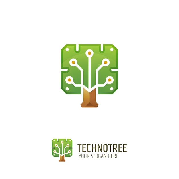 Logo-konzept für natur und technologie