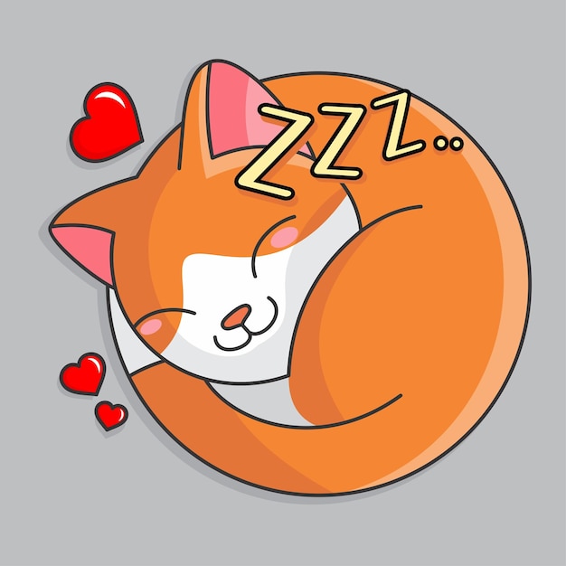 Logo-logos süße katze schlafen schlafende kawaii-vektorillustration cartoon-design cliparts haustier haustiere