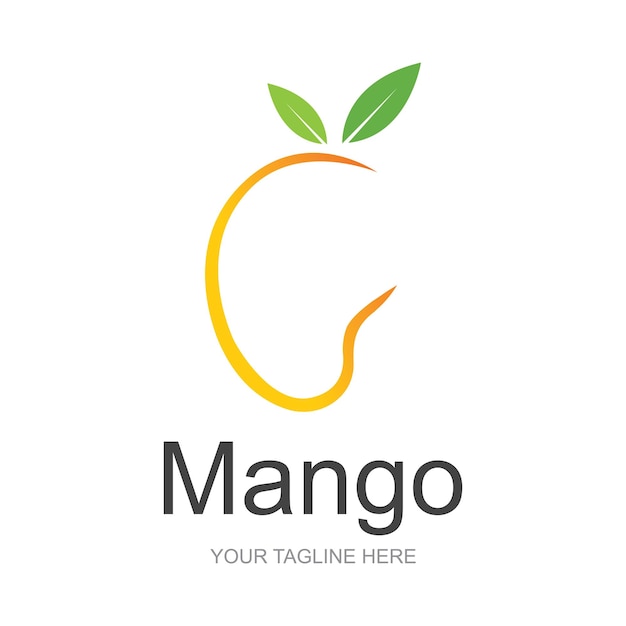 Logo Mango Fruit Design Einfacher minimalistischer Stil Fruchtsaft Vektor Icon Symbol Illustration