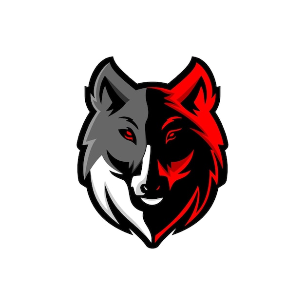 Logo-maskottchen esports-gaming-tier wolfskopf