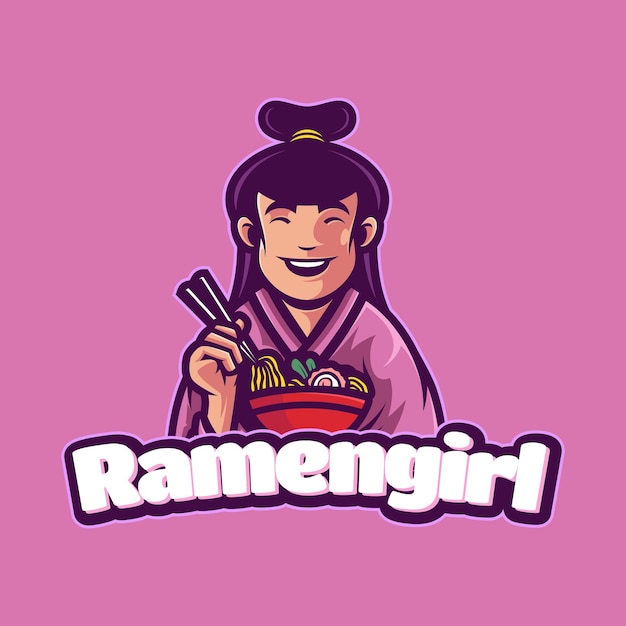 Logo maskottchen ramen mädchen maskottchen illustrationen