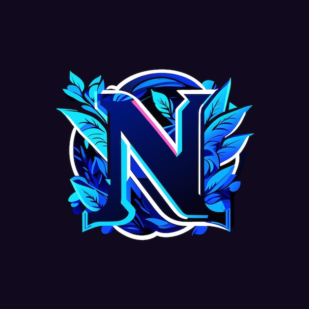 Vektor logo mit buchstabe n und logo mit flacher blume n