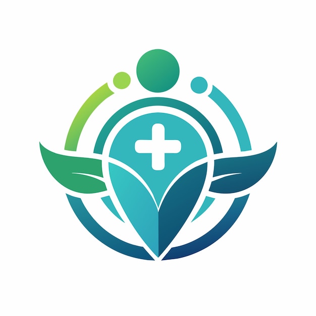 Vektor logo mit einem kreuz in blauer und grüner farbe erfinde ein einfaches logo für einen virtuellen gesundheitsassistenten minimalistisches einfaches modernes vektor-logo-design