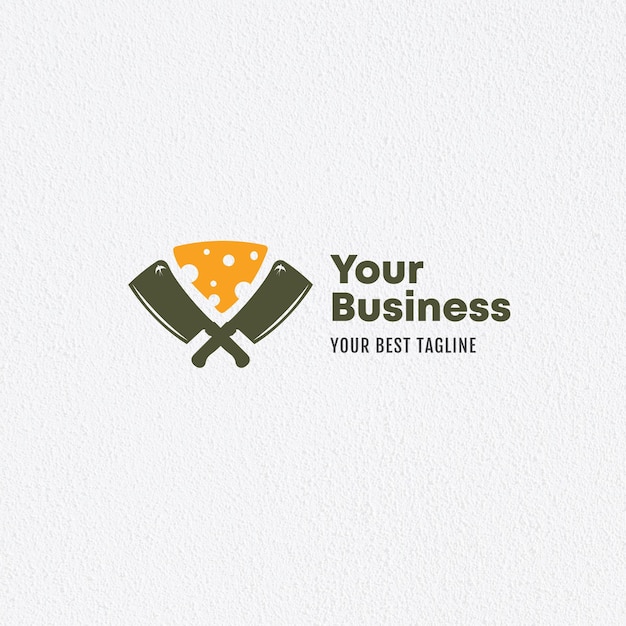 Vektor logo mit messer und käse passend für ihr restaurant und fampb business