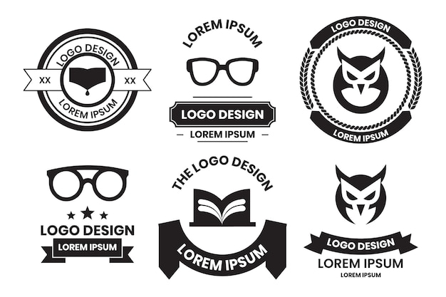 Logo oder Abzeichen eines Buch- oder Brillengeschäfts im Buchgeschäftskonzept im Vintage- oder Retro-Stil