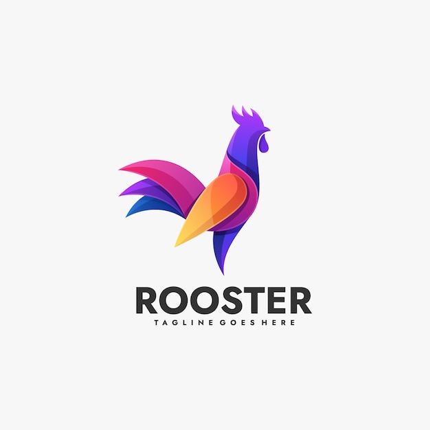 Logo rooster gradient bunter stil.