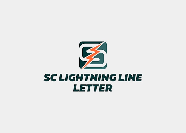 Logo sc lightning line buchstabe firmenname