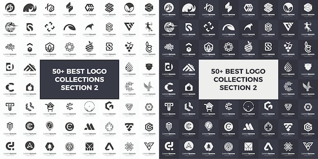Logo-Set moderne und kreative Branding-Ideensammlung für Unternehmen einfache Logos minimalistische abstrakte Vektordesign-Ikone und Favicon für Markenidentität