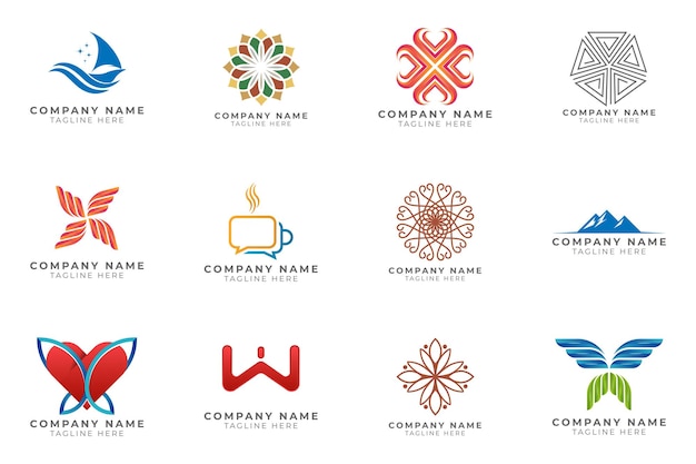 Logo-set moderne und kreative branding-ideensammlung für unternehmen.