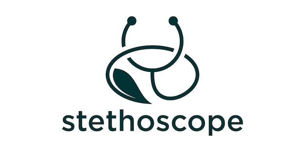 Logo-Stethoskop und Blattdesign-Ikonen-Vektorillustration