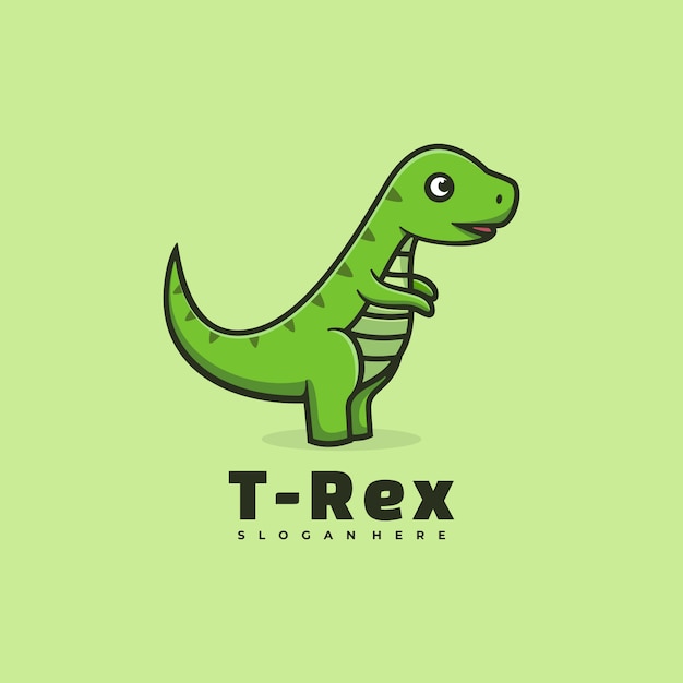 Logo t-rex love einfacher maskottchen-stil.