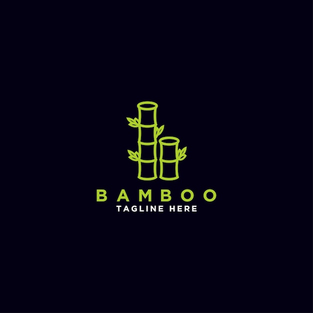Logo template label oder vektorsymbol handgezeichnete grüne bambuspflanze