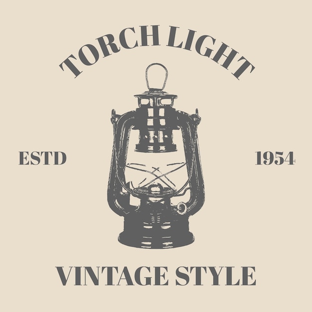 Logo Torch Light Ancient Laternenvektor oder javanische Petromak-Lampe im Retro-Vintage-Design-Stil