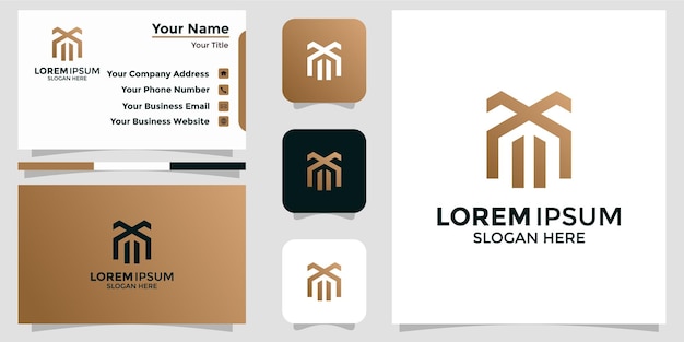 Logo und branding-karte für immobiliendesign